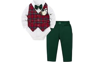YUEMION Baby Boy Clothes Suit Infant Gentleman Wedding Outfit Formal Dress Shirt+Vest+Tie+Corsage+Pants 5Pcs Tuxedo Set 0-18M