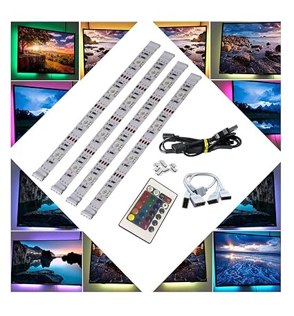 BRTLX RGB LED TV Hintergrundbeleuchtung USB für TV Bildschirm PC Monitor Bias Beleuchtung 4 x 50CM Multicolor LED Streifen