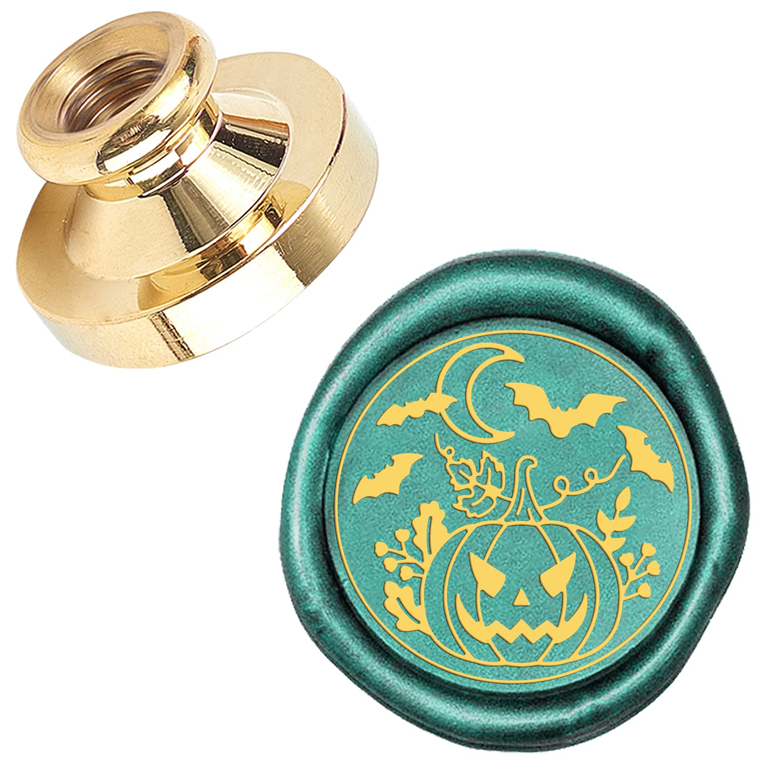 CRASPIRE Halloween Pumpkin Wax Seal Stamp Bats Moon Ghost Replaceable 25mm Sealing Wax Stamp Brass Head Only for Halloween Invitations Cards Bottle Gift Decoration
