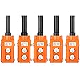 QCQIANG 5Pcs Rainproof Crane Push Button Switch, COB61-UP-DOWN Crane Pendant Control Station Push Button Switch with Rubber Cable Barrel
