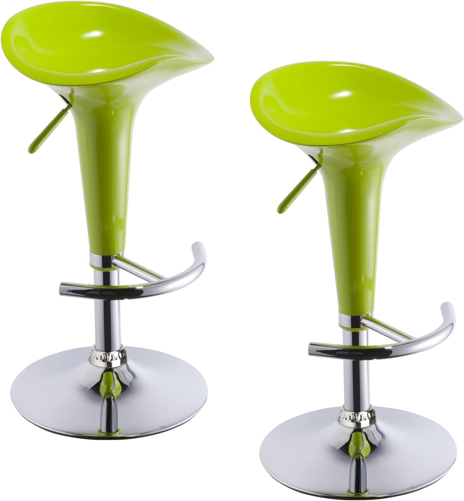 Bar stools Set of 2 Swivel Chair Barstools Plastic Colour Selection Height Adjustable Duhome 103, colour:green, material:Plastic