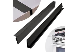 IIIOIIIA Upgrade“L” Kitchen Stove Counter Gap Cover (2 Pack) Stainless Gap Covers Between Stove and Counter with Wide & Long, Protect Stove Gap Filler Sealing Spills in Kitchen (23.5 Inch, Black)