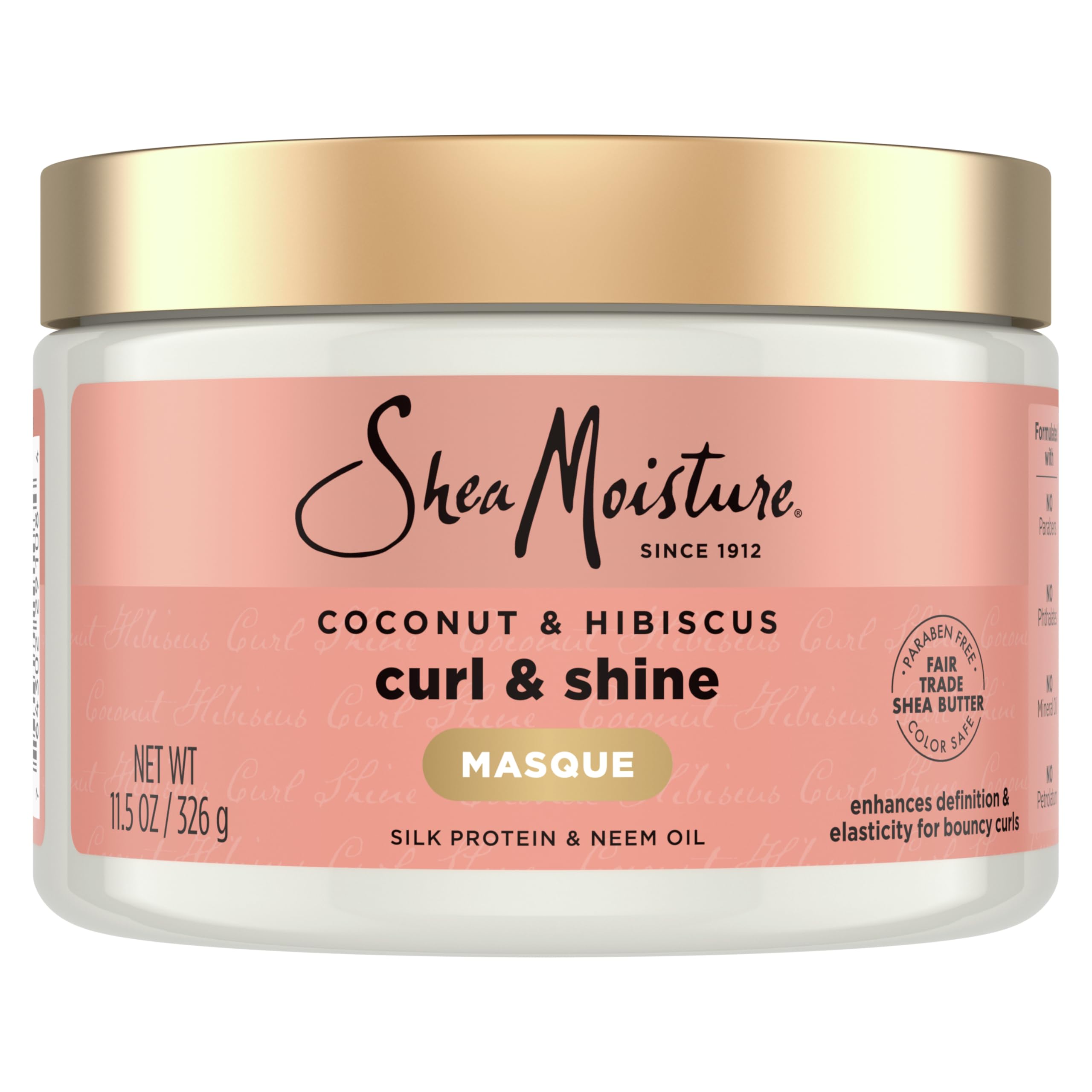 SHEA MOISTURE Hibiscus Shine Hair Mask (12 Oz), Orange, Coconut, 340 gram