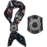 PATIKIL Western Bandana Scarf Ring, Men Square Handmade Leather Texture Gem Scarf Slide Ring for Men