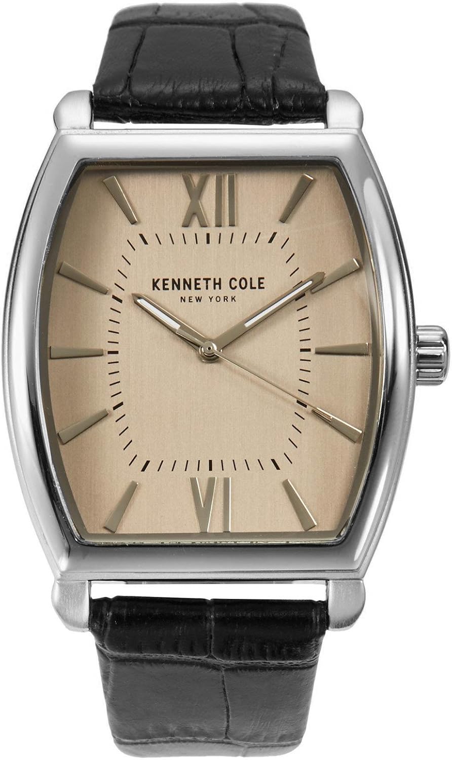 Cole New York para Hombre analógico Tonneau Reloj Negro Correa