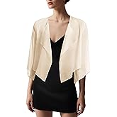 Urban CoCo Women's Chiffon Shrug Cardigan Open Front 3/4 Sleeve Drape Irregular Hem Bolero Summer Cover Up