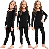 Silkfly 3 Set Girls Thermal Underwear Soft Winter Thermal Top and Bottom with Fleece Lined Base Layer for Girls
