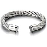 Large Elastic Adjustable Steel Cuff Bangle Bracelet for Men Women