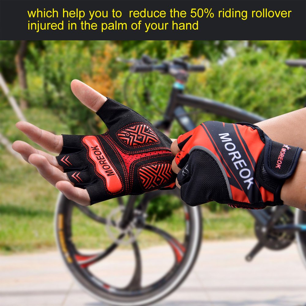 MOACC Cycling Gloves Shock-absorbing Gel pad Breathable Anti-slip Reflect Light Wearable Abrasion Half Finger Moutain Bike Road Racing Bicycle (L)