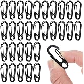WJIAAA 30 Pcs Tiny Carabiner Clip, 1.2 Inch Small Black Carabiner with Spring Snap Hook, Zinc Alloy Keychain Hooks for Backpack, Hiking & Camping Gear (Black)