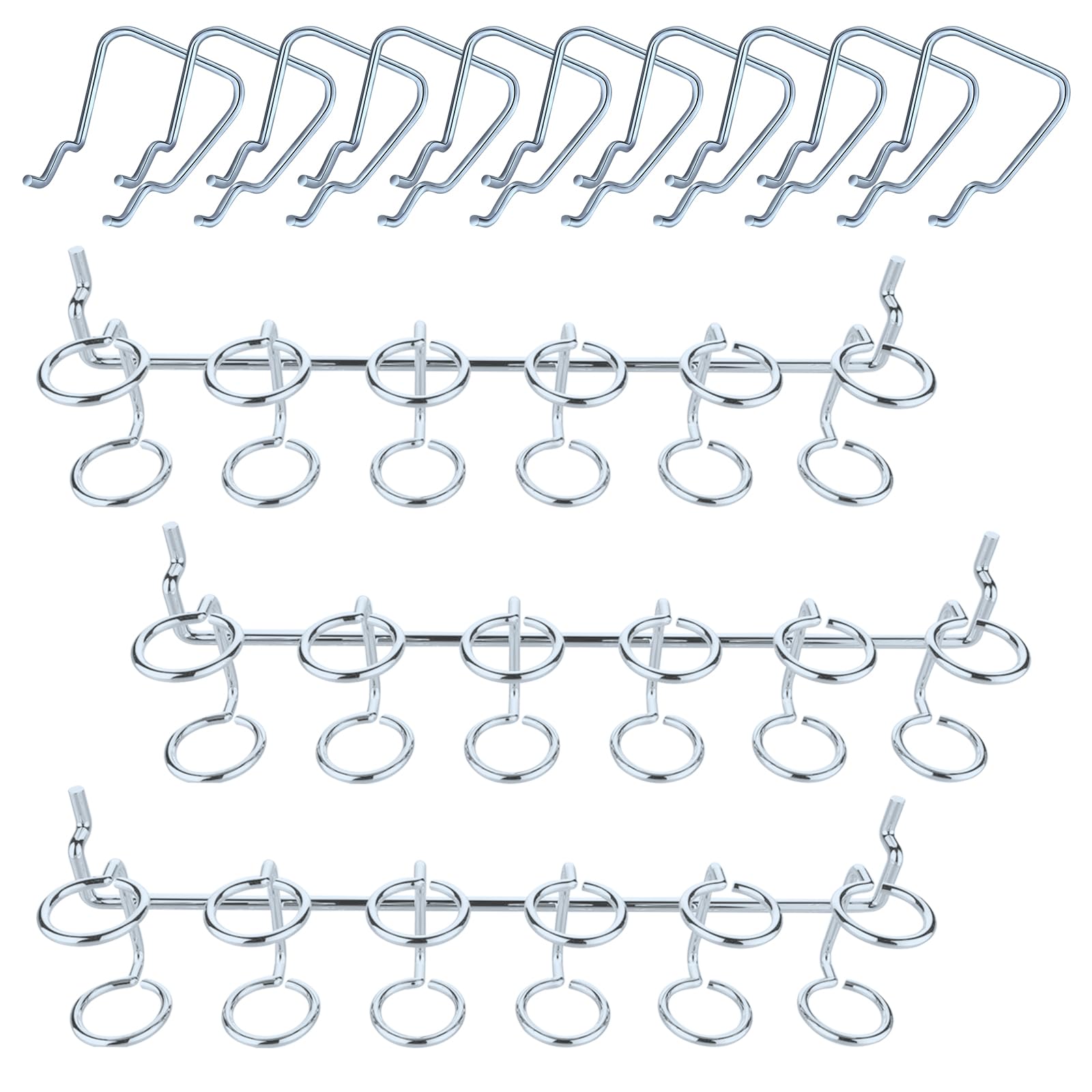 Yauhar 13Pcs Pegboard Screwdriver Pliers Holders Set Contains Double Loop Shelving Display Organizer Hooks and Multi Ring Peg Board Hanging Hook for Shop Store Supermarket