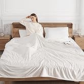 Electric Blanket Full Size Heated Blanket - Soft Silky Warm Electric Blanket with 5 Heating Level & 10 Hour Auto Off Heating Blanket, ETL Certified & Machine Washable for Grandma Gifts(Cream White)