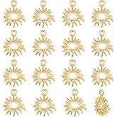 DICOSMETIC 16Pcs Sun Charm Bulk Real 18K Gold Plated Sun Pendant Brass Celestial Charm 12x10x2mm Metal Vintage Charms for Earring Necklace Bracelet Jewelry Making