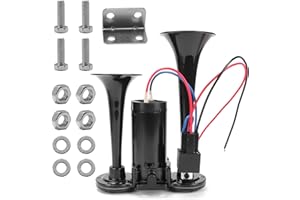 SOEKAVIA Air Horn for Truck, Car Air Horns, 150DB Super Loud Dual Electric Train Horns Kit with Compressor for Any 12V Vehicles Trucks Motorcycle Pickup Trains Cars Boats (Black)