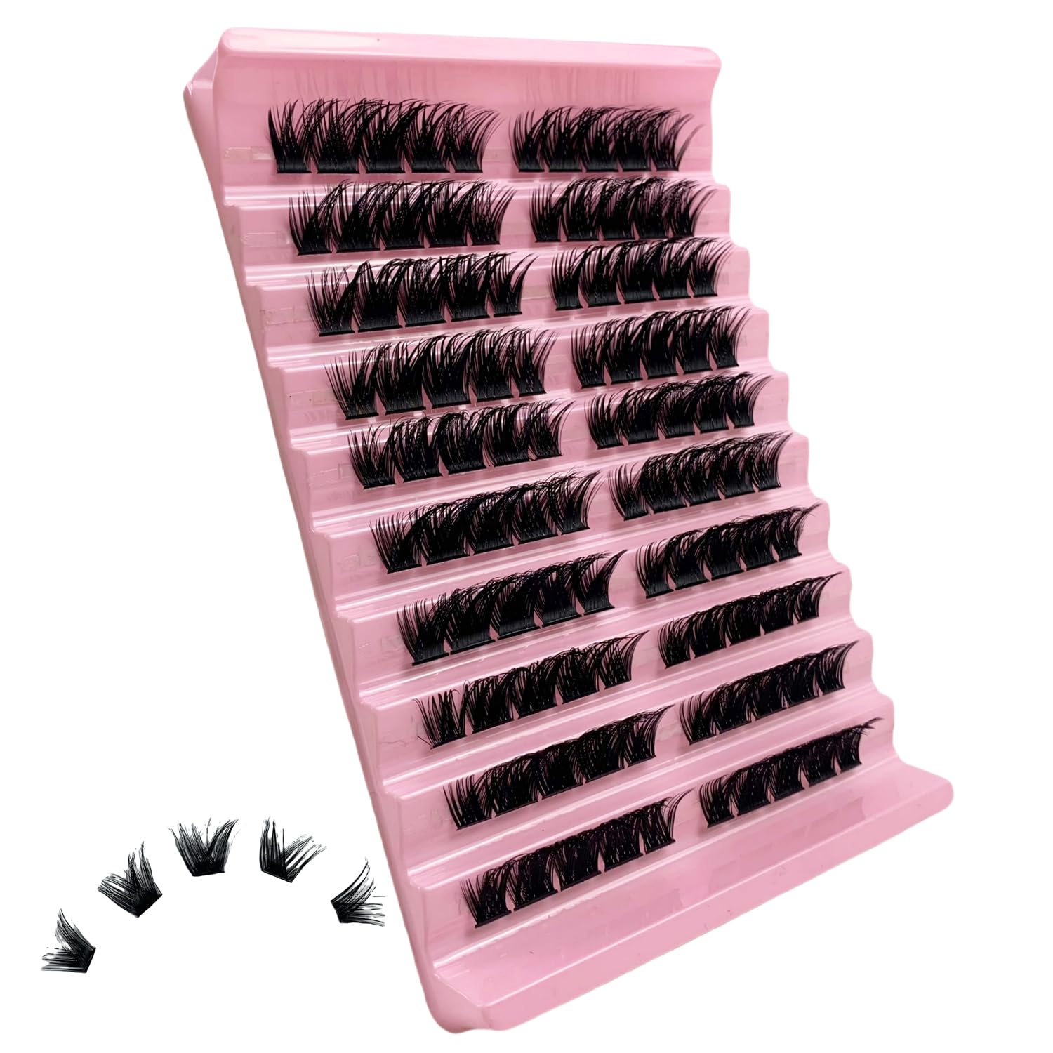 Selawasty Lash Clusters Eyelashes Cluster Lashes Individual Lashes Eyelash Extensions DIY Lash Extensions D Curl Volume Wispy Soft Comfortable Band Individual False Lashes 100Pcs(8-16mm-S-D10) — image 1