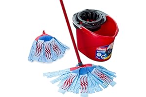 Vileda SuperMocio 3Action XL Mop and Bucket Set with Extra Refill, 40 x 28.3 x 28.5 cm, Blue,red