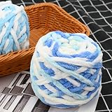 TSLBW Knitting Wool Yarn 4 x 100g Multi-Colored Soft Chunky Chenille Yarn view 4