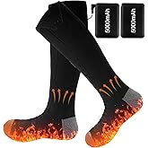 Rechargeable Heated Socks for Men & Women, 4 Heating Levels Electric Warming Socks with Battery, Breathable Feet Warmers for Skiing Hunting Cycling Winter Outdoor Activities, Black