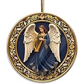 Angel Christmas Ornament – Elegant Guardian Angel Decor with Harp, Spiritual Holiday Ornament for Christmas Tree, Inspirational Gift for Women, Religious Ornament Keepsake