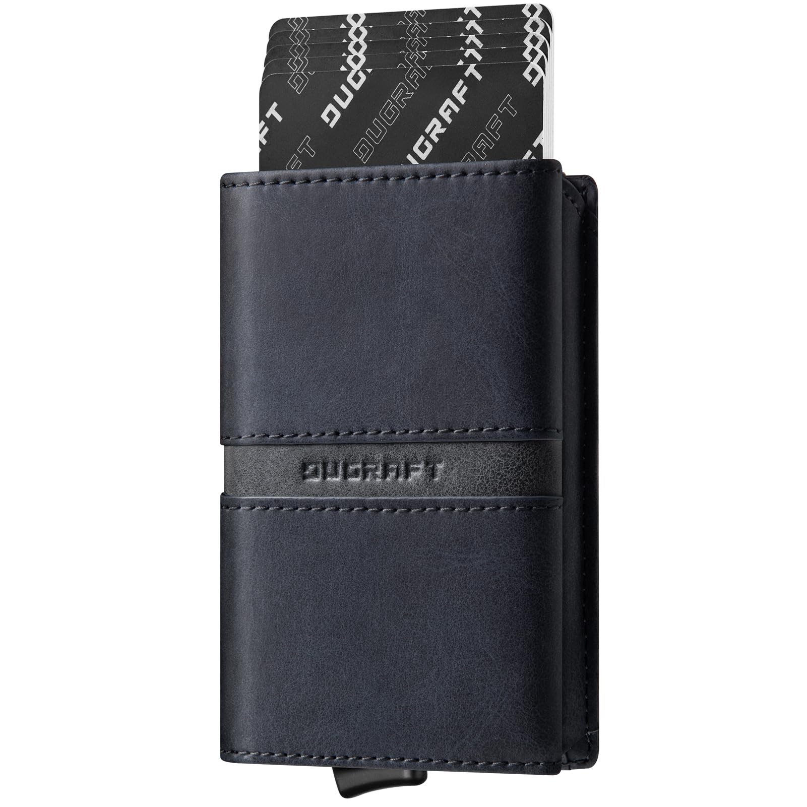 Photo 1 of DUGRAFT Mens Wallet for Max.11 Cards with Pop Up Credit Card Ejector Case RFID Blocking, Bills/Cash Compartment and ID Window, Giftbox Packed, Dark Blue
