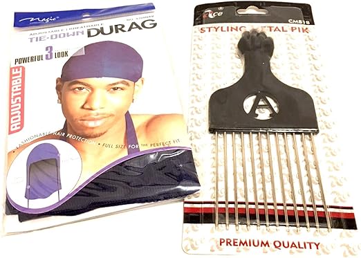 Amazon Com Durag Afro Pik 2pc Pack Navy Blue Du Rag Afro