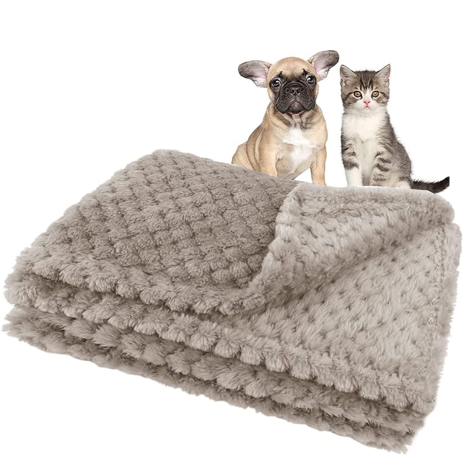 Medo Small Blanket Flannel Fuzzy Washable Soft Warm Pet Bed Cover Blanket for Small Dog Cats Puppy(45x65cm,Khaki)