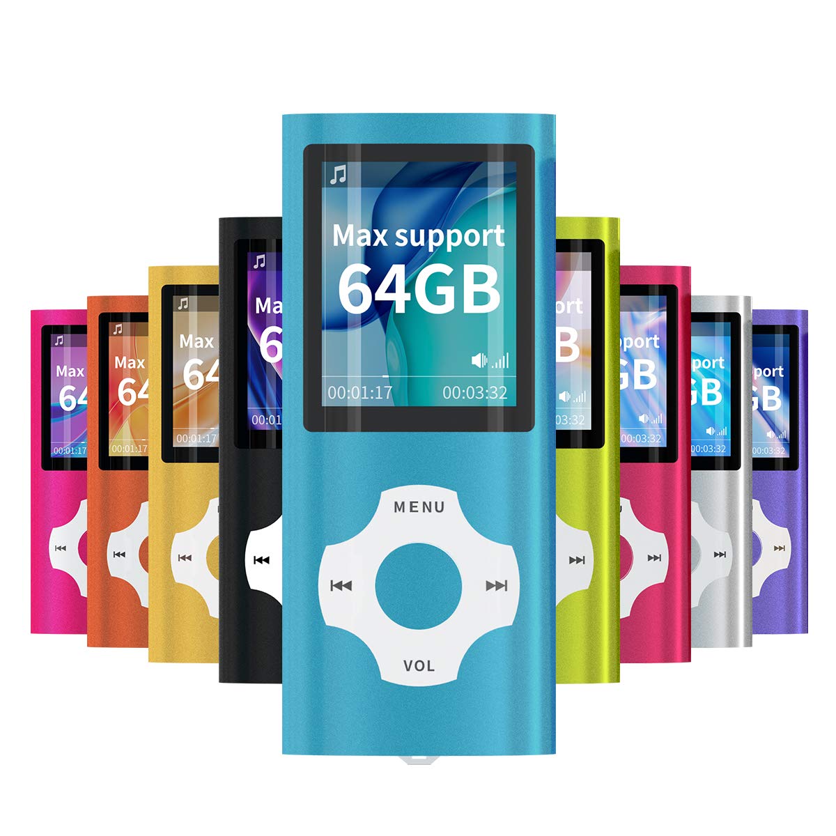 Mymahdi MP3/MP4 Portable Player,Lightblue With 1.8 Inch LCD Screen and memory Card Slot
