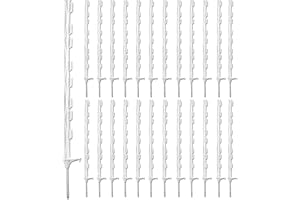 Zoiut 25 Pack Electric Fence Posts,48 Inch/4FT Step-in Plastic Posts for Farm and Garden,Temporary Sturdy Fencing System for Electric Fencing and Yard Protection, White