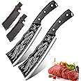 Handmade Dragon Knife, 8.2'' Dragon Slaying Knife, Japanese Black Dragon Knife, Handmade High Carbon Stainless Steel Kitchen Knives with Sheath, Sharp Meat Cleaver Knife, Heavy Meat Cutting Knife (B)