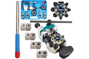 SEEKSELF Brake Line Flaring Tool Kit, 45 & 37 Degree Single Double Bubble Flares, 3/16" 1/4" 5/16" 3/8" 4.75mm Steel Copper Metal Tubing, Professional Brake Flare Tool Set