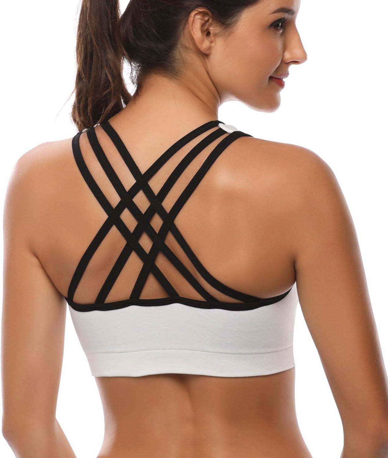 Padded Strappy Sports Bras for Women - Activewear Tops for Yoga Running Fitness at  Women’s Clothing store