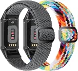 SHIJZWD Elastic Braided Straps for Fitbit Charge 5/6 Adjustable Nylon Band view 2