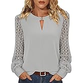 KISSMODA Womens Fashion Blouse Long Sleeve Casual Tunic Solid Basic Top Soft Breathable Tunic Tops 2026 Fall Trendy S-XXL