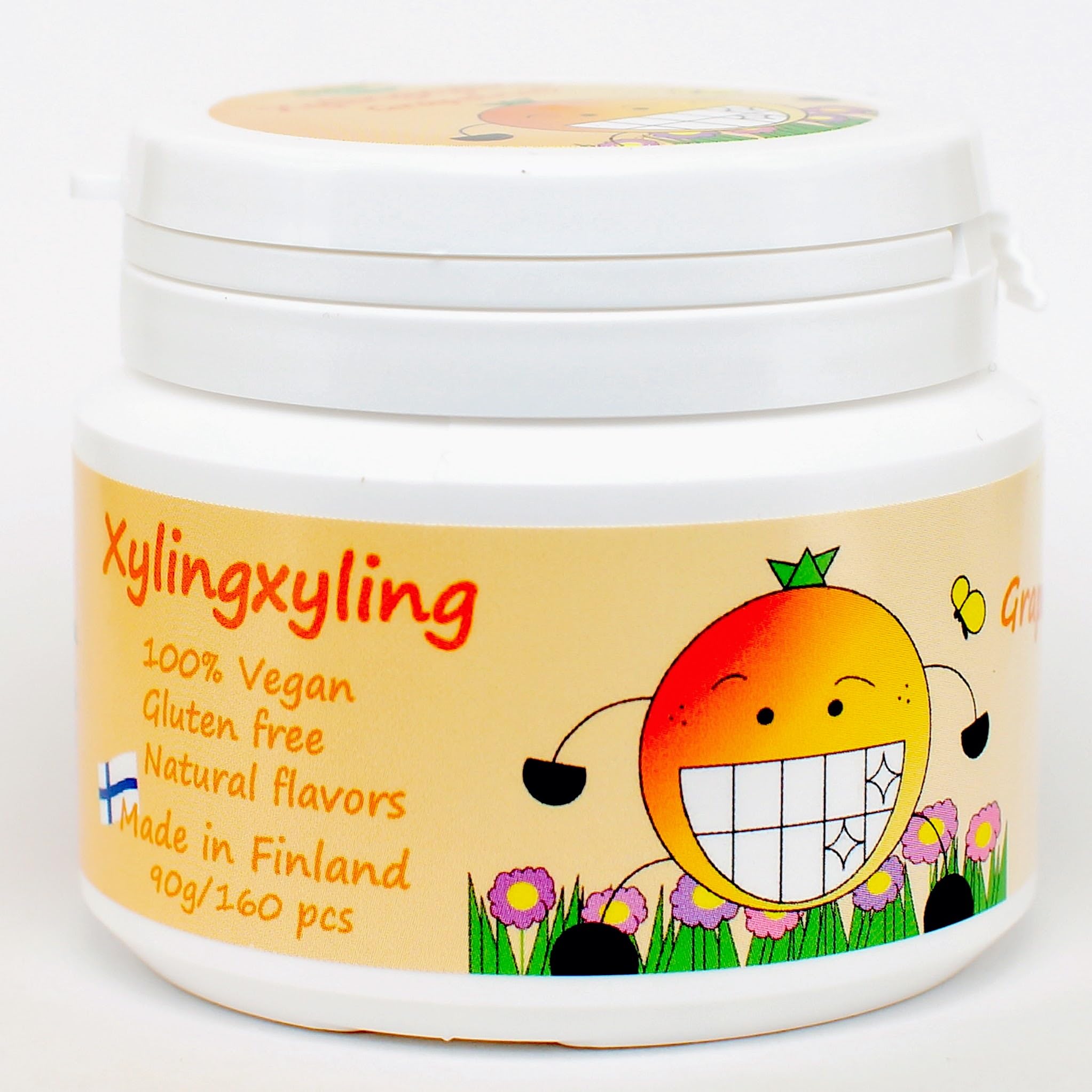 Xylingxyling - Finnish Xylitol Pastille - 100% Vegan, No Sugar, Gluten free, Natural Flavours For Dental Care and Fresh Breath, 90g/160pcs x 4 Packs (Grapefruit)