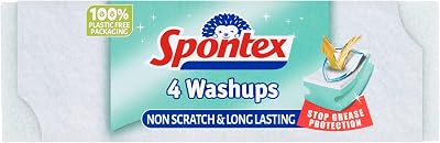 Spontex Washups Non Scratch Sponge Scourers 4 Pack 68x40x86 mm