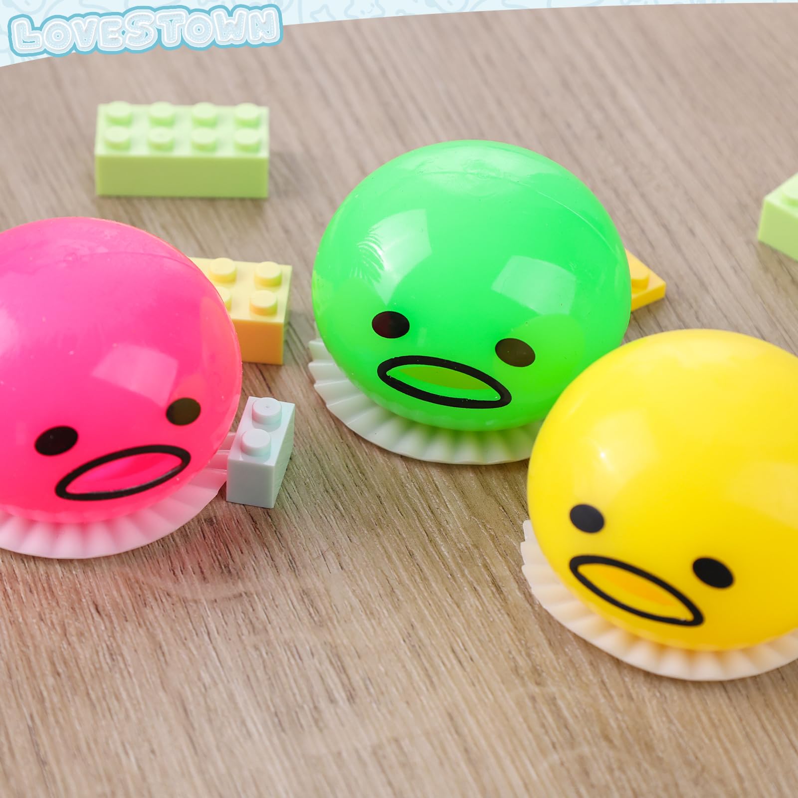 LovesTown Vomiting Sucking Egg Yolk, Puking Egg Novelty Fidget Toy Stress Squeeze Slime Sensory Toy for Kids Birthday Party Prank Toys