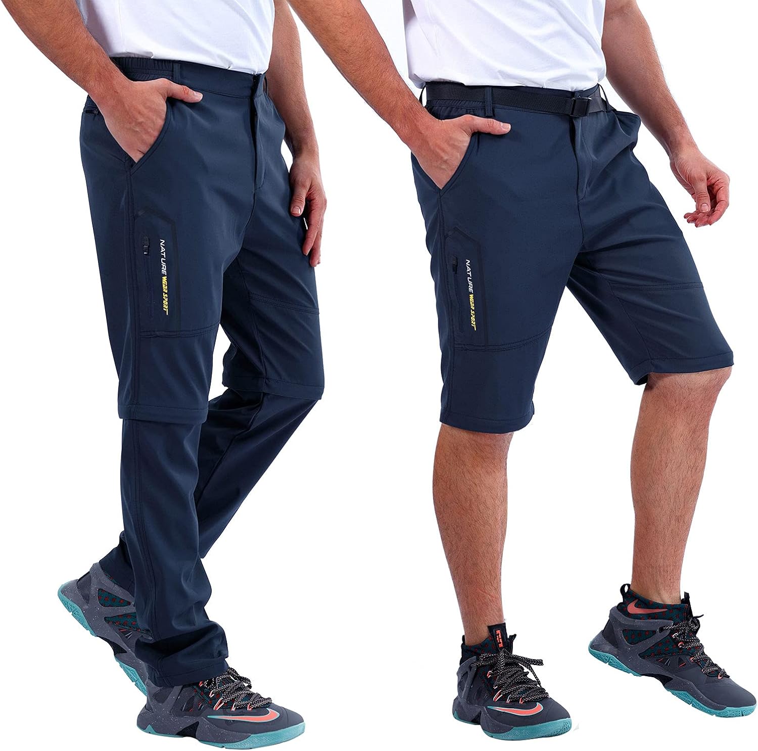 Amissz Men's outdoor hiking trousers, removable zipoff trekking