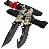 Mossy Oak 2-Piece Hunting Knives Gut Hook Set with Sheath Fixed Blade Stainless Steel Blades