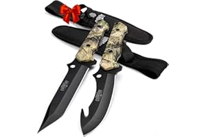 Mossy Oak 2-Piece Hunting Knives Gut Hook Set with Sheath Fixed Blade Stainless Steel Blades