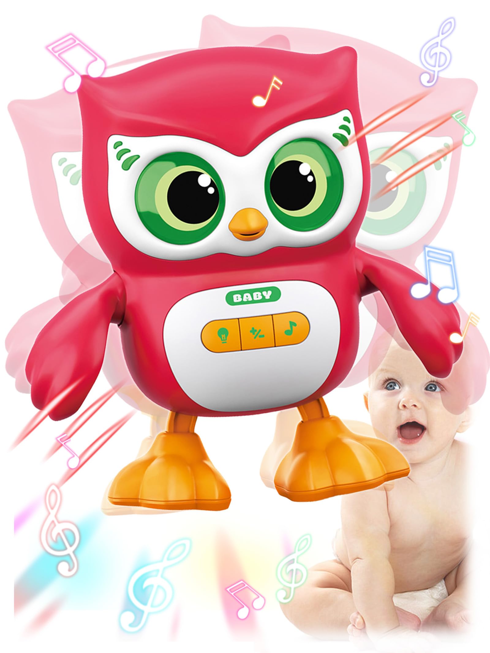Photo 1 of INSHUEY? Kids Education Music Dancing Owl Toy, Baby Crawling Musical Dancing Toy for 3-12 Months Toddlers, with Lights, Music and Dance, Birthday Gift for Boys and Girls