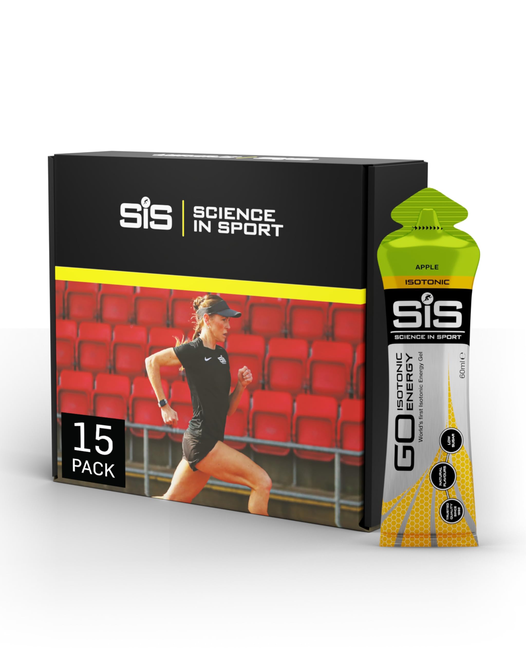 Science in Sport GO Isotonic Energy Gel 15 x 60ml Apple – Fast-Acting – Vegan – Formulation with 22g of carbohydrates, a Great Source of Energy