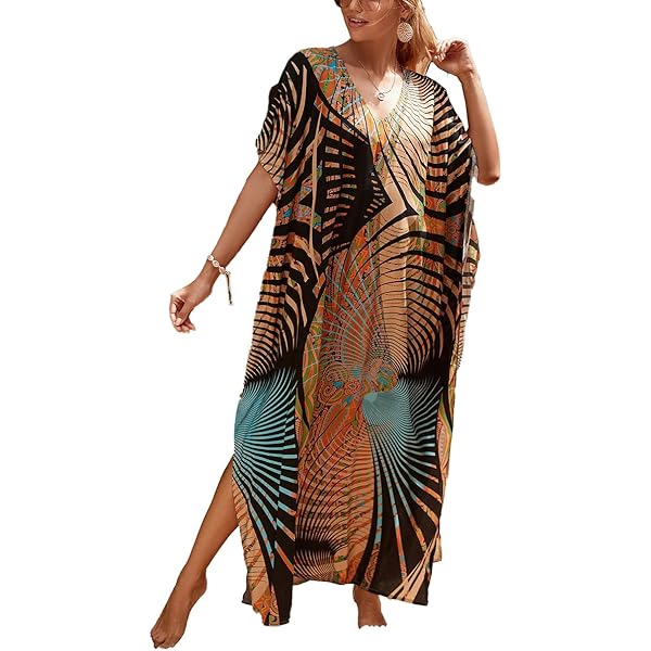 Vestido Largo Tipo Túnica Para Mujer, Estilo Caftán, Ropa De Playa, Manga Murciélago, Talla Grande, Vestido