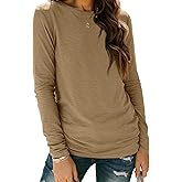 AUTOMET Women‘s Basic Long Sleeve Crewneck, Plus Size Winter & Spring Top, Casual Fall Tee for Teacher & Everyday Outfits