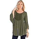 Roaman's Women's Plus Size Taylor Acid Wash Big Shirt