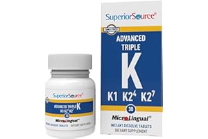 Superior Source Advanced Triple K - Bone Health & Strength Support Supplement - Immunity Support Formula with Vitamins K1 & K2 - Vitamin Aids Calcium Absorption - 30 Instant Dissolve Tablets