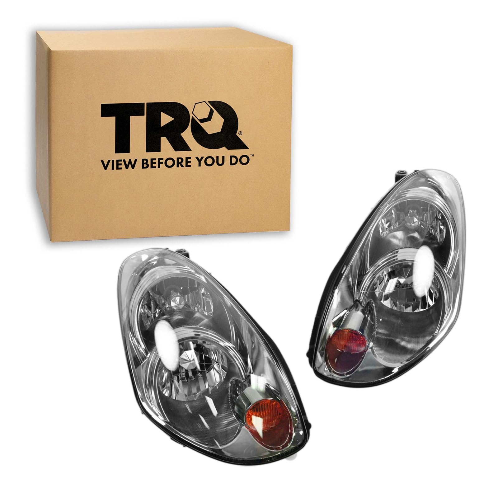TRQ Headlight Assembly Set IN2502122 IN2503122 Compatible with 2005-2006 INFINITI G35