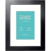 LaVie Home 8x10 Picture Frame, 8 x 10 Frame Display Pictures 5x7 with Mat or 8x10 Without Mat, Stable and Sturdy Black Frame 