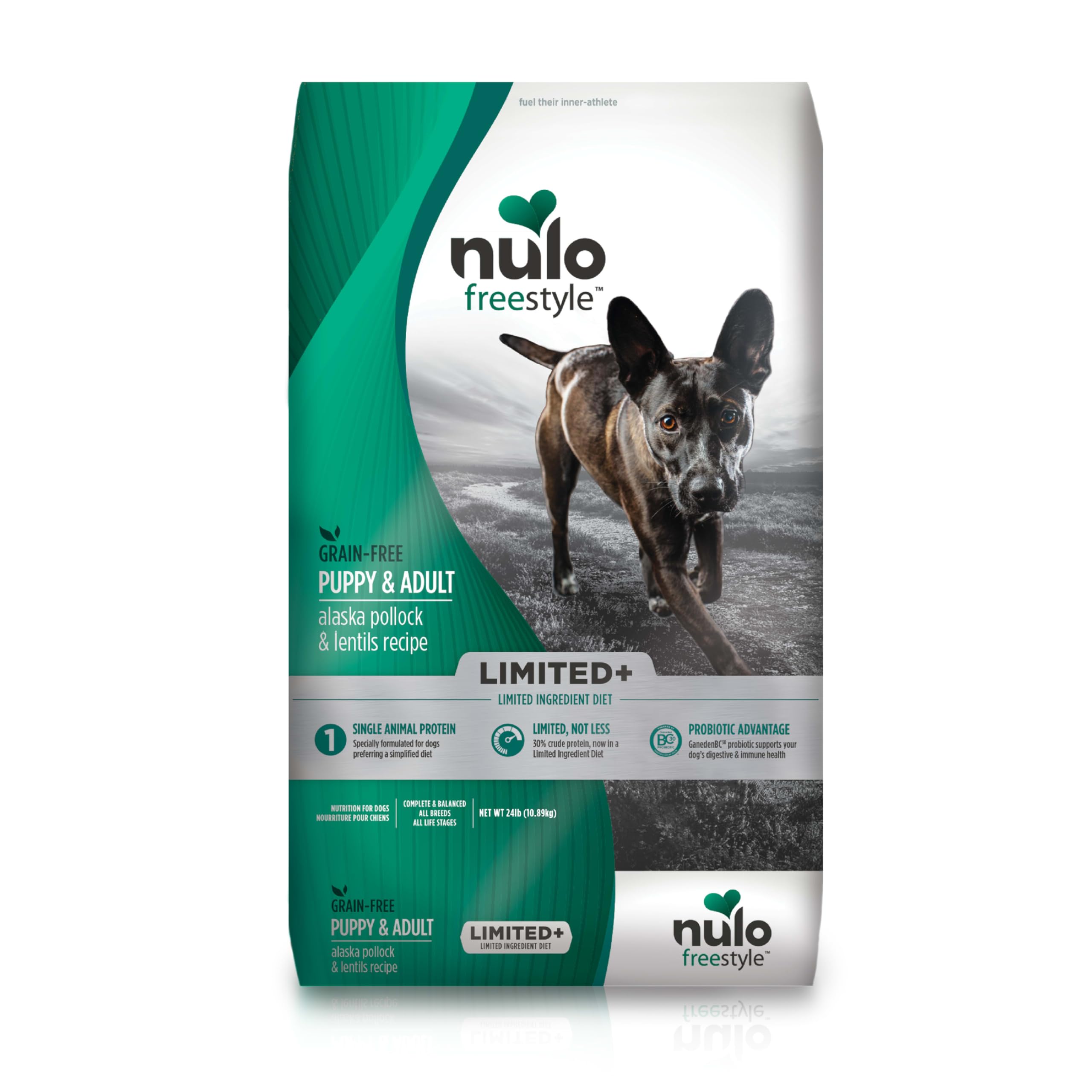 Nulo Freestyle Limited Ingredient Dry Dog Food - High Protein Alaska Pollock & Lentils Recipe, Natural Grain Free Dog Food for Puppies & Adults, Small, Medium and Large Breed Kibble, 24lb Bag Image
