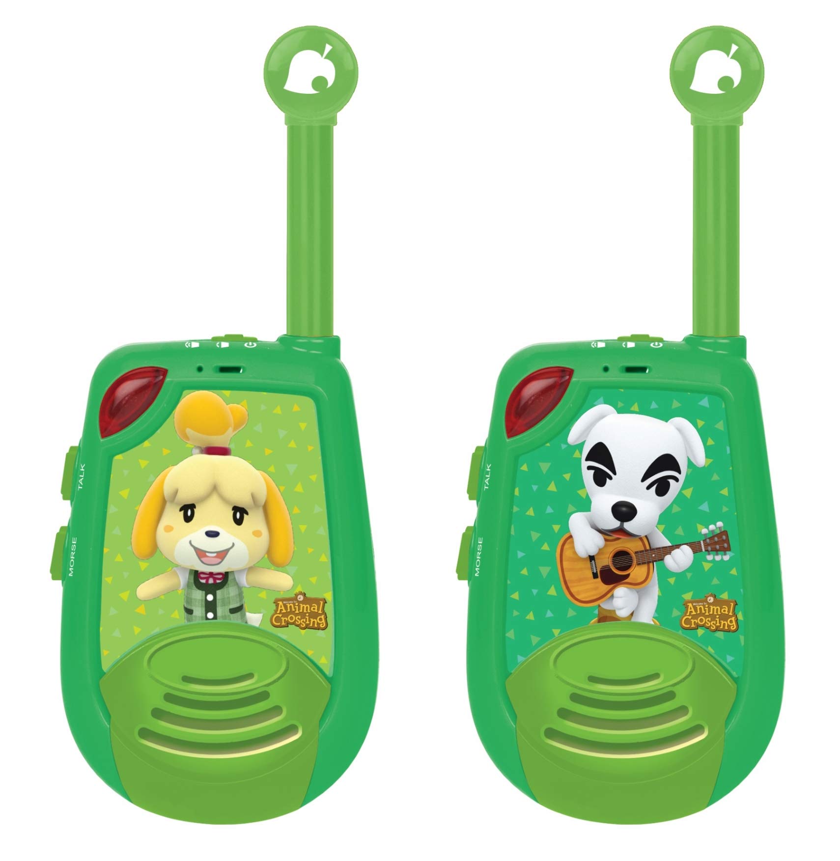 LEXIBOOK, Animal Crossing, Digital Walkie-Talkies for Children, 2 km Transmission Range, Morse Light Function, Belt Clip for Transport, Battery operated, Green, TW25AC