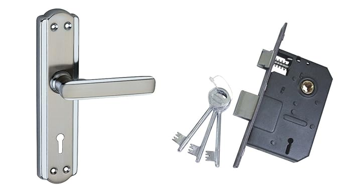 Atom Mortise Lock Set 606 CP Satain Finish with Two Sided Key Lock